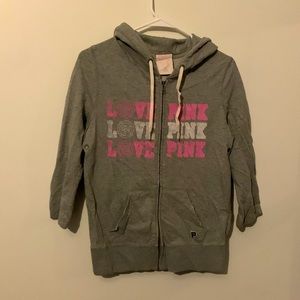 Distressed pink hoodie